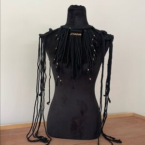 Macrame hand crafted necklace with shoulder detail